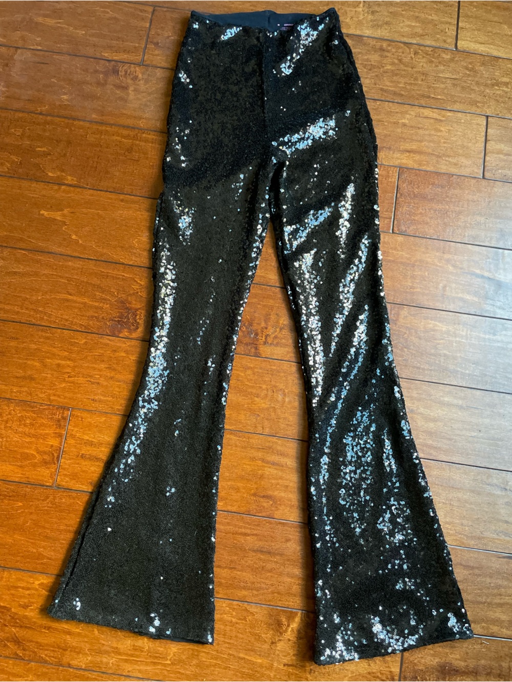 Commando Black Sequin Flare Leg Pants Sparkle Party Cocktail Festival M
